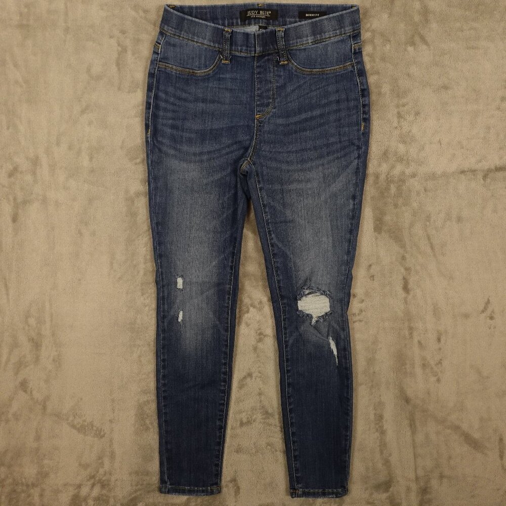 Judy‎ Blue jeans skinny fit pull on women's 5/27 blue distressed